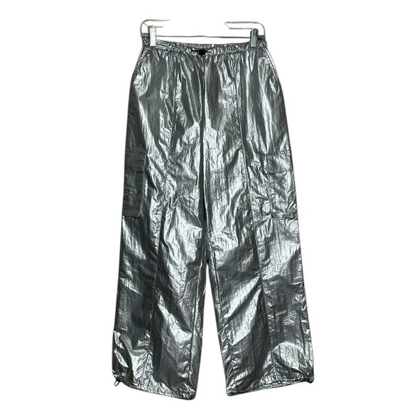 Sincerely Jules silver metallic trim drawstring wide leg pants size medium - Picture 5 of 10